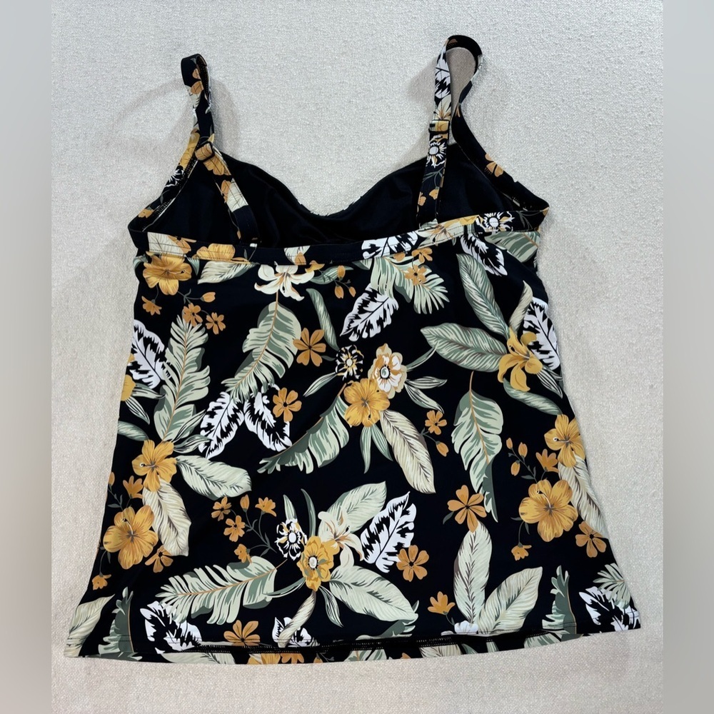 Sunseeker Floral Tankini Top 38B Black Tropical Swim Adjustable Straps - Picture 3 of 8